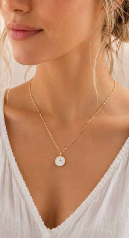 White Cross Necklace